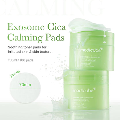 Toner Pads Exosome CICA Tea Tree Calming Toner Pad for Sensitive Skin | Centella Asiatica for Redness, Breakouts | Low-Irritating & Hydrating Care | Korean Skincare, 100 Pads (1 Pack)